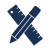 blue crossed pencil and ruler icon design for creative projects 4 design tools